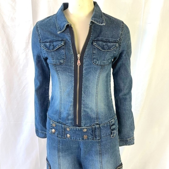 LOGIK BLUE JEANS JUMPSUIT OVERALL Y2K LONG SLEEVES JUMPSUIT 90s VINTAGE SIZE 26 - Picture 10 of 17